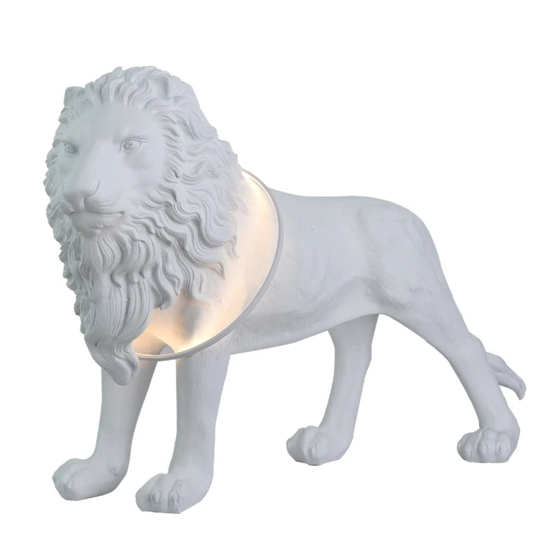 Animal Art Sculpture Villa Living Room Hotel Lobby Lion Decoration Modern Light Luxury Large Fiberglass Floor Lamp