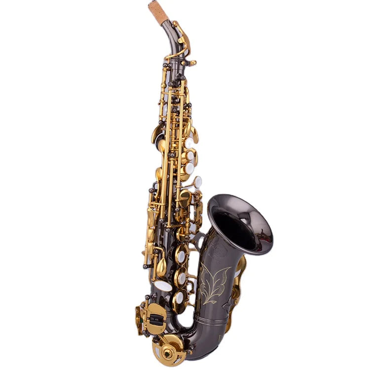 Antique Style Colored Black Nickel Plated Curved Soprano Sax Saxophone
