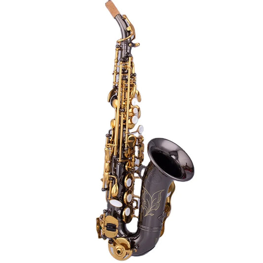 Antique Style Colored Black Nickel Plated Curved Soprano Sax Saxophone