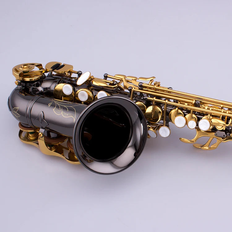Antique Style Colored Black Nickel Plated Curved Soprano Sax Saxophone