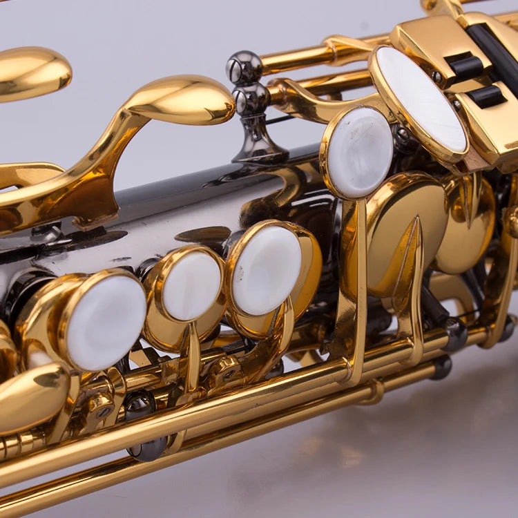 Antique Style Colored Black Nickel Plated Curved Soprano Sax Saxophone