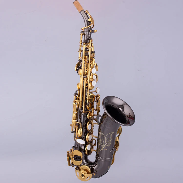 Antique Style Colored Black Nickel Plated Curved Soprano Sax Saxophone