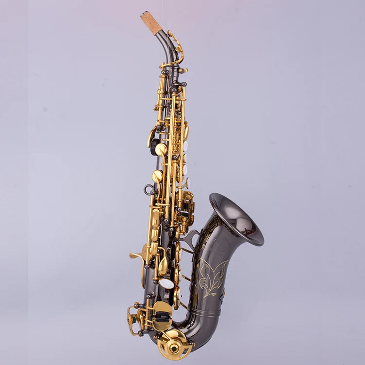 Antique Style Colored Black Nickel Plated Curved Soprano Sax Saxophone
