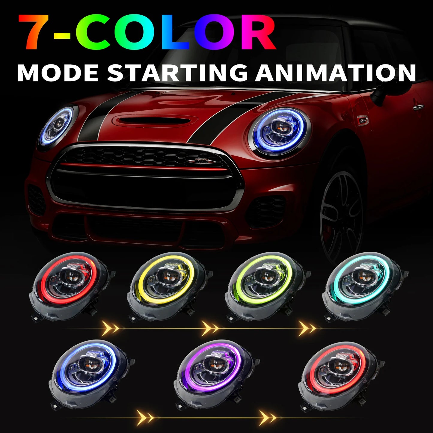 Archaic Factory LED RGB starten animation DRL für Mini F54 scheinwerfer Clubman F55 F56 F57 JCW 2014-2020 mini scheinwerfer