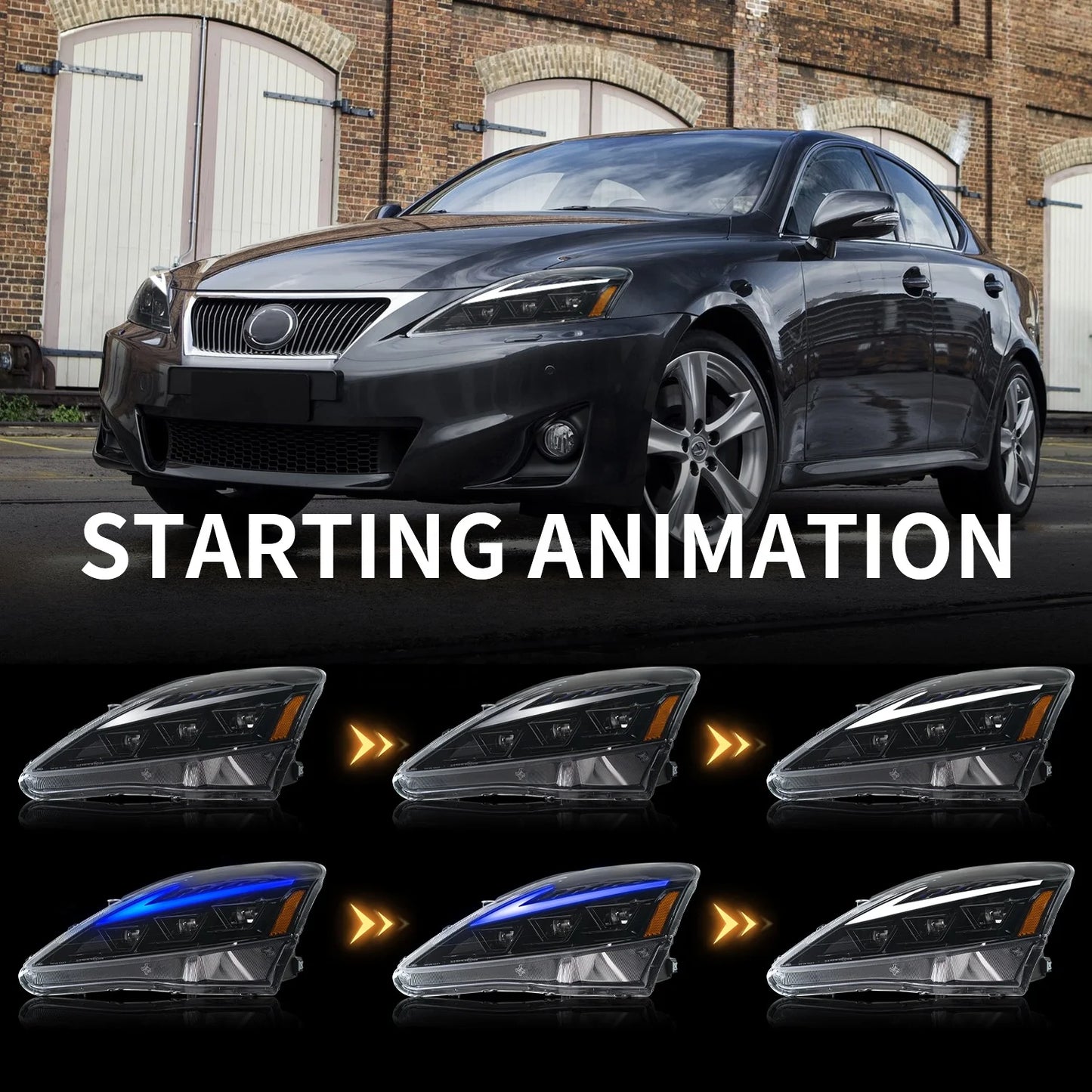 Archaic Modify Scheinwerfer für Lexus IS250 IS350 ISF IS220 2006-2012 mit Start animation Blaulicht IS250