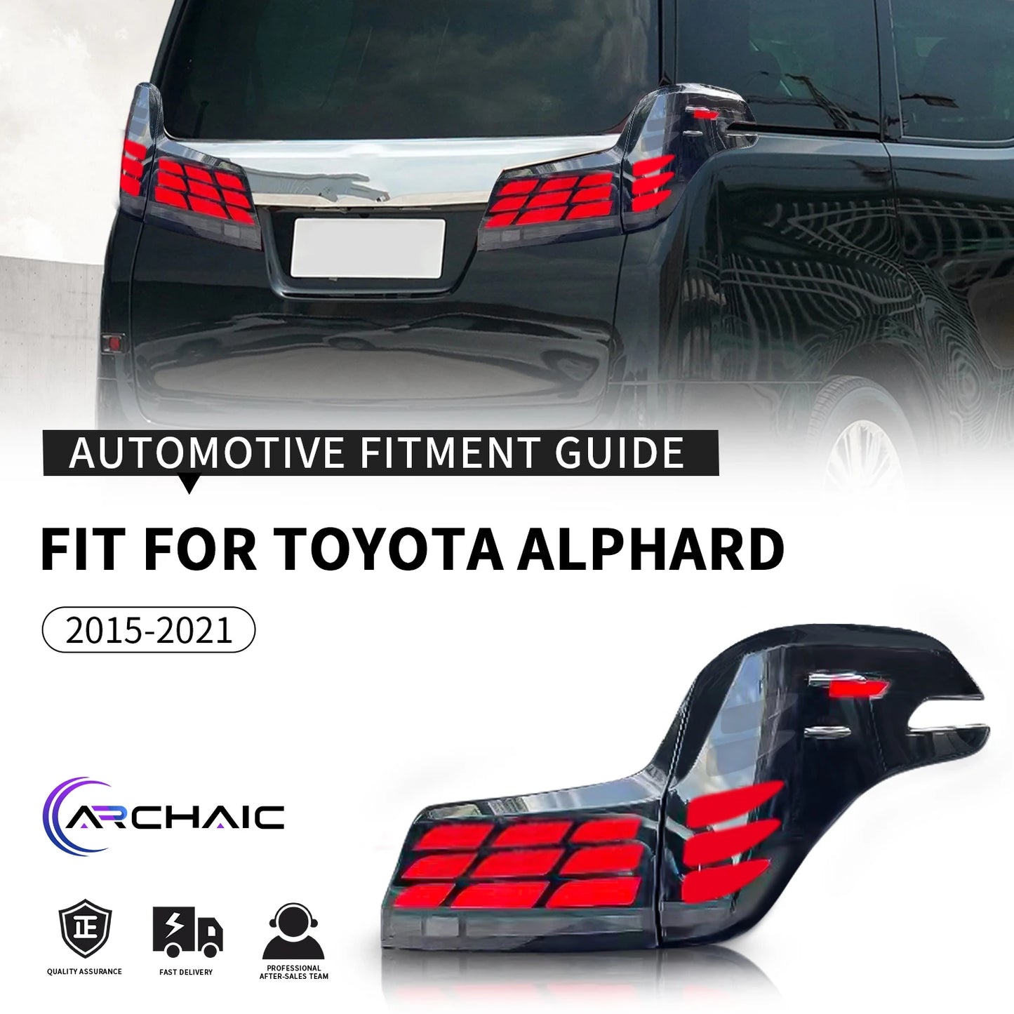 Archaic New Full Led Rücklicht mit sequentiellem Blinker für  Alphard 2015-2024 Auto Rück leuchte