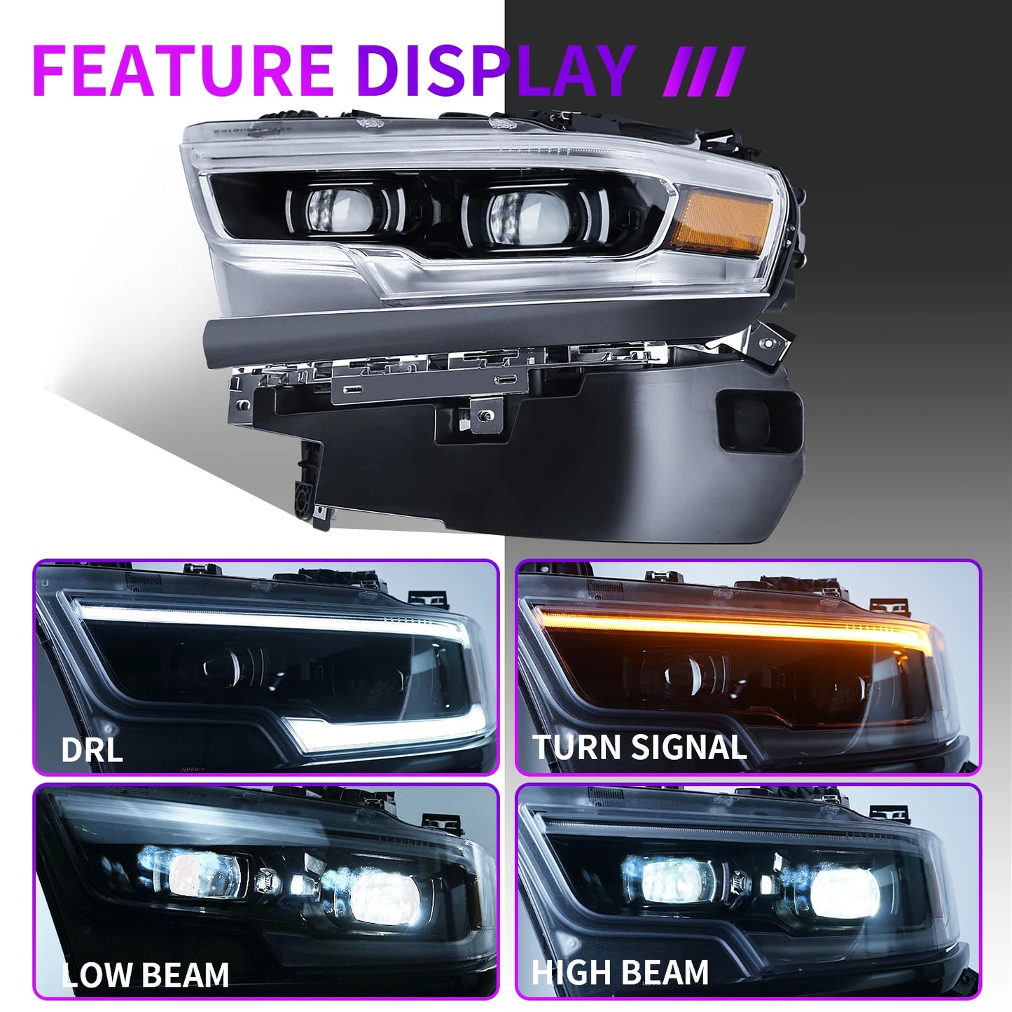 Archaic RAM1500 OE BIG HORN Scheinwerfer Voll LED Doppels trahl Weiß DRL 2019-2022 Für Dodge Ram 1500