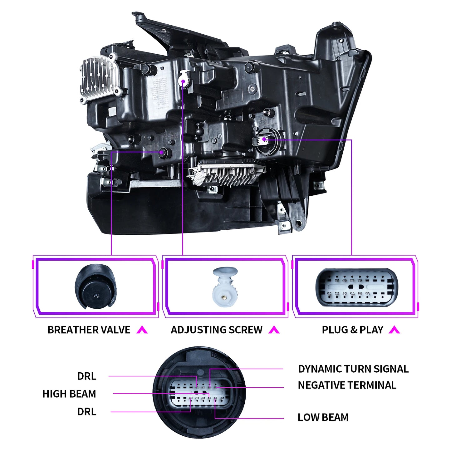 Archaic RAM1500 OE BIG HORN Scheinwerfer Voll LED Doppels trahl Weiß DRL 2019-2022 Für Dodge Ram 1500