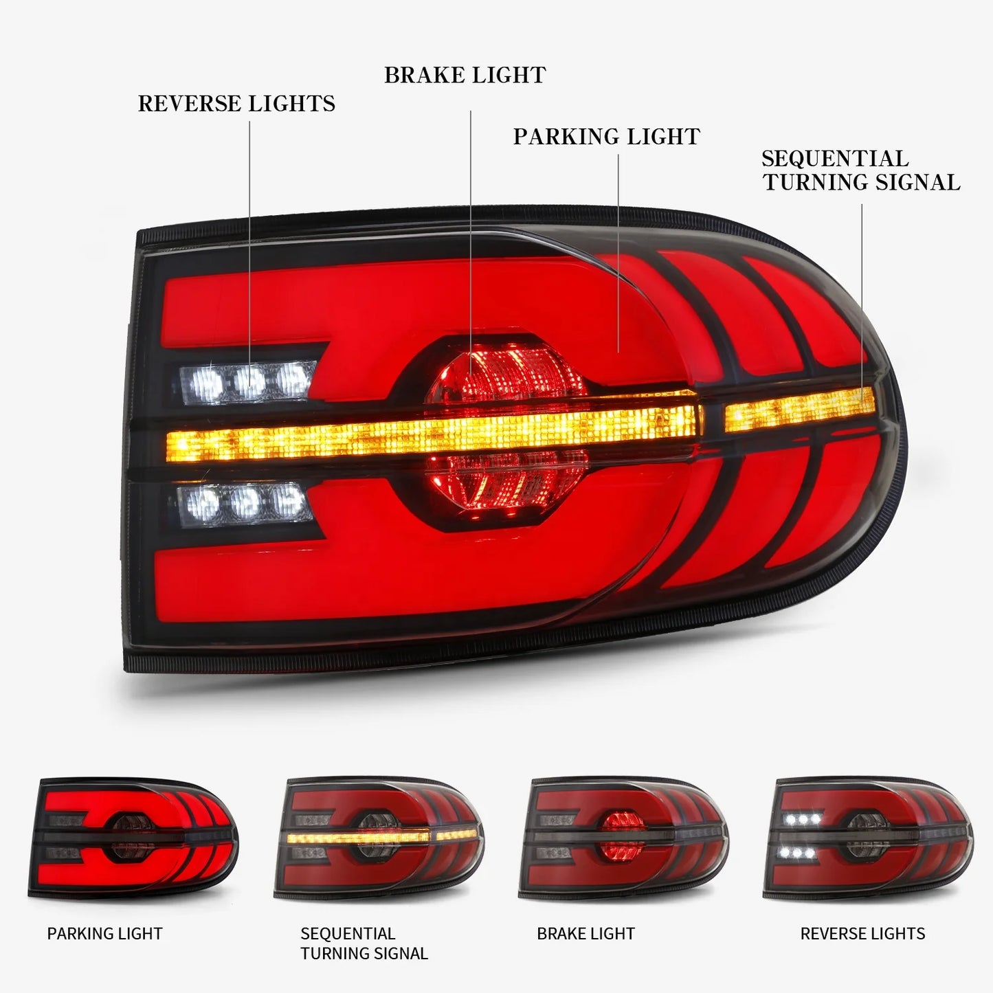 Archaic für FJ Cruiser LED Rücklichter Sequentielles Blinker für  FJ Cruiser Rück leuchte 2007-2015 Rücklicht