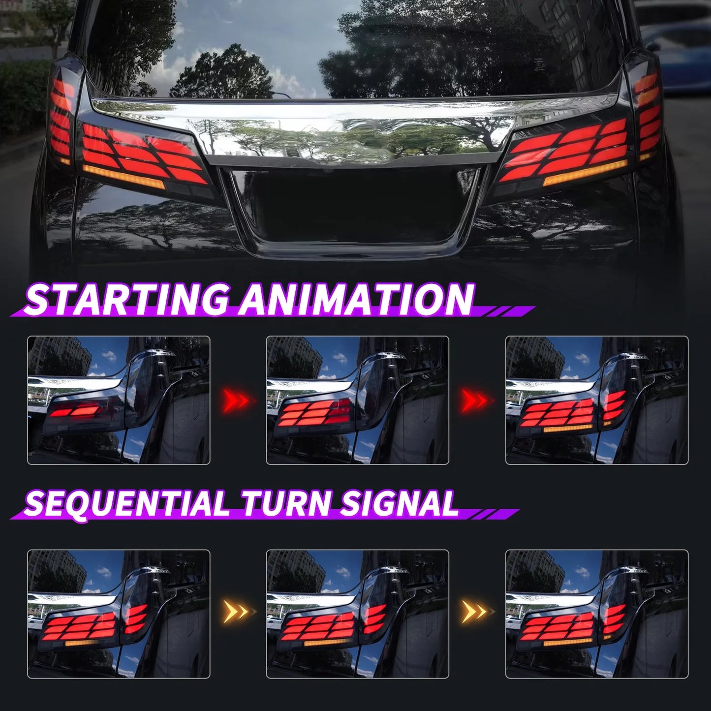 Archaische LED-Rücklichter für  Alphard 2015-2023 Rücklicht mit sequentiellem Blinker Lauflicht Alphard 2020 Rücklicht