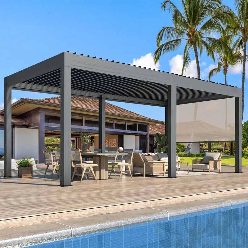 Arches Bridge Aluminium Outdoor Exterior Louvered Carport Bioclimatique Canopy Pergola Kit