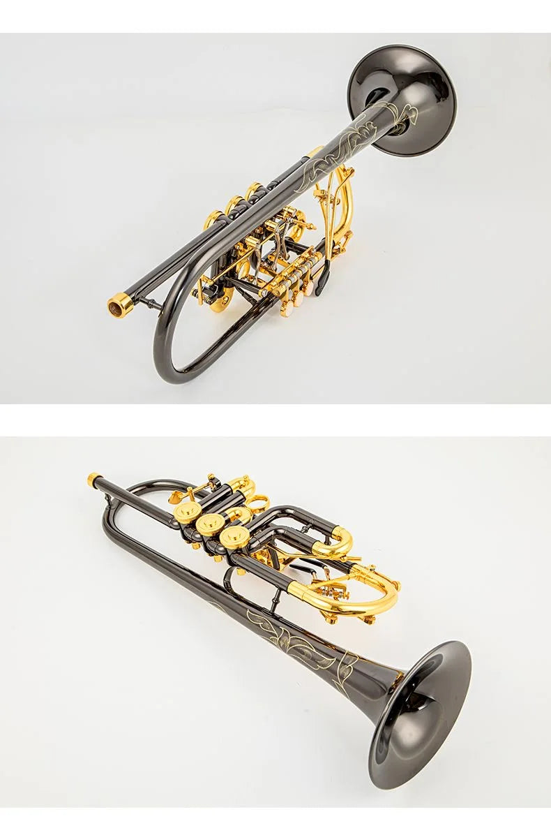 MMOOKA Austrian Schagerl Bb Trumpet, Rotary Valve, Type B Flat Brass, Flat Key, Professional Trumpet, Musical Instruments