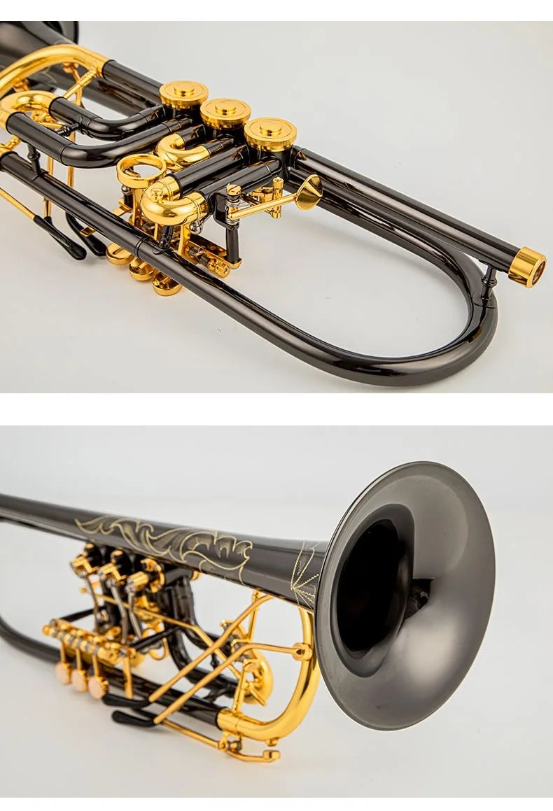MMOOKA Austrian Schagerl Bb Trumpet, Rotary Valve, Type B Flat Brass, Flat Key, Professional Trumpet, Musical Instruments