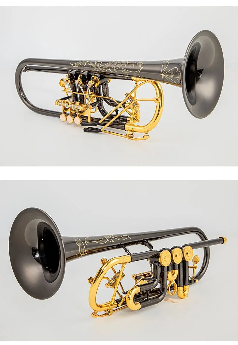 MMOOKA Austrian Schagerl Bb Trumpet, Rotary Valve, Type B Flat Brass, Flat Key, Professional Trumpet, Musical Instruments