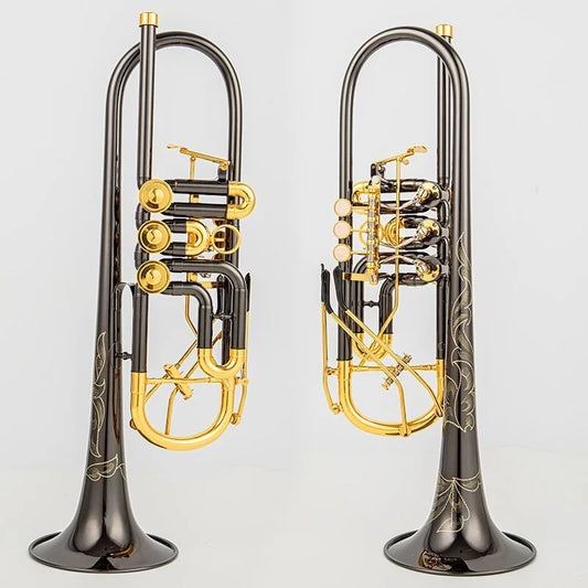 MMOOKA Austrian Schagerl Bb Trumpet, Rotary Valve, Type B Flat Brass, Flat Key, Professional Trumpet, Musical Instruments