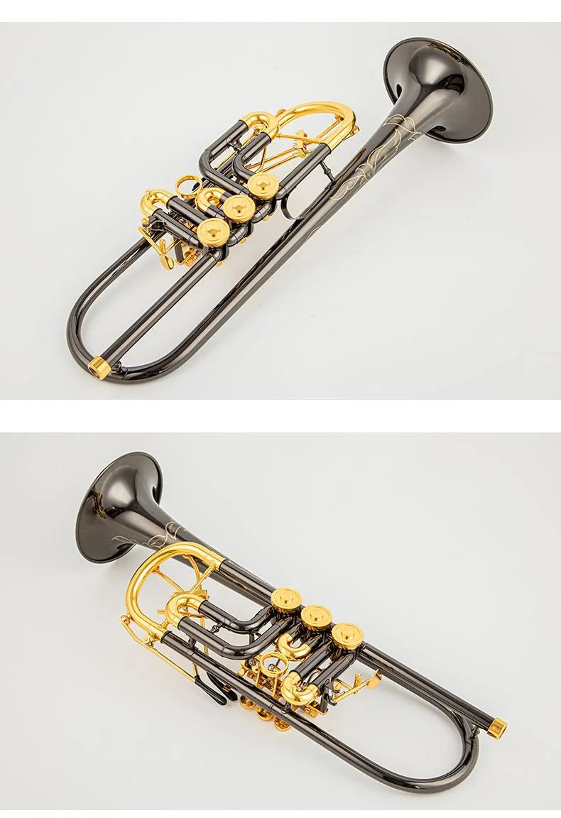 MMOOKA Austrian Schagerl Bb Trumpet, Rotary Valve, Type B Flat Brass, Flat Key, Professional Trumpet, Musical Instruments