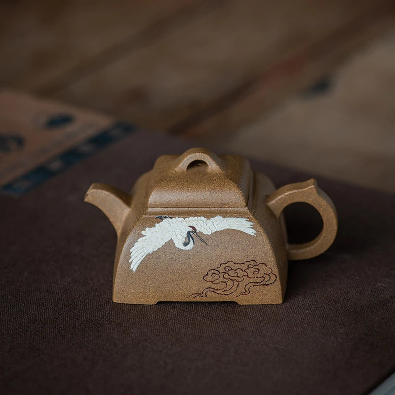 Authentic Yixing Purple Clay Teapot Tea Set Handmade Mingya Square Pot National Work Boutique Small Capacity