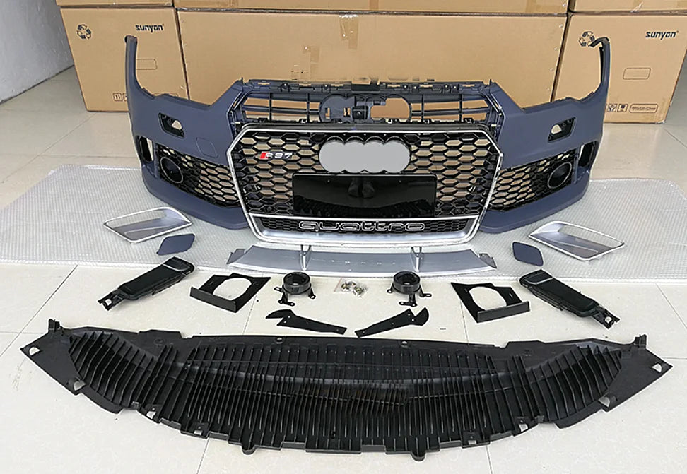 Auto Body System RS7 Type Car Bumper With Grill For  A7 2016-2018 Facelift RS7 Front Bumper Body Kit