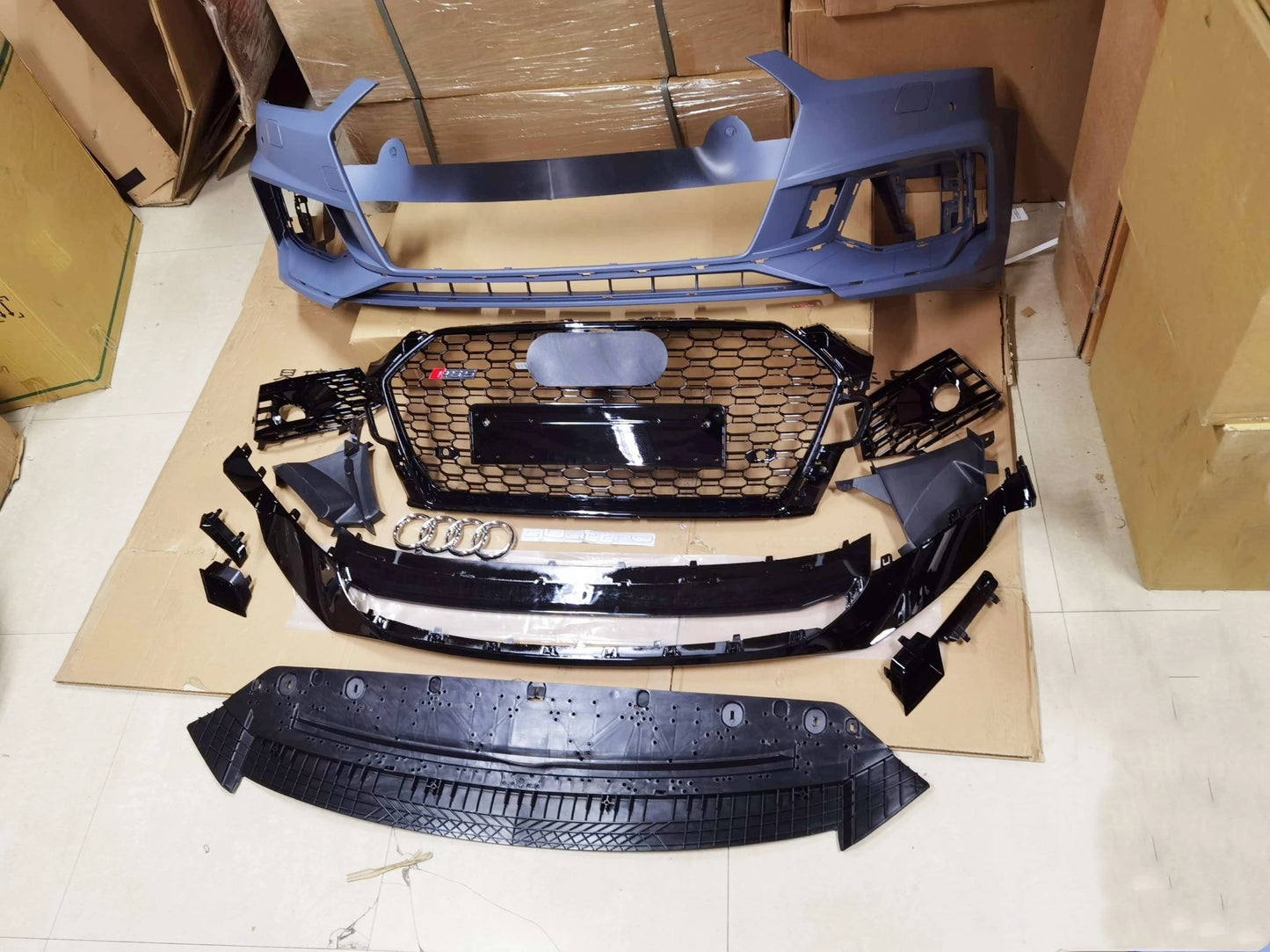 Automotive Parts RS5 Type Front Bumper Body Kits For  A5 2017-2019 Facelift  RS5 Front Bumper With Grill