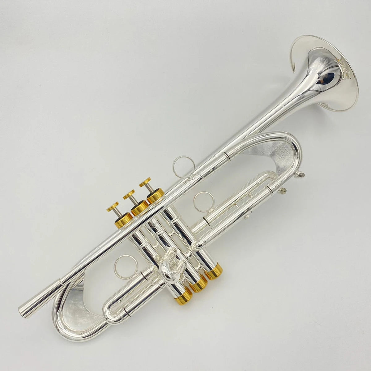 MMOOKA B-flat professional trumpet brass silver-plated gold-plated buttons streamlined weighted three-tone trumpet instrument horn