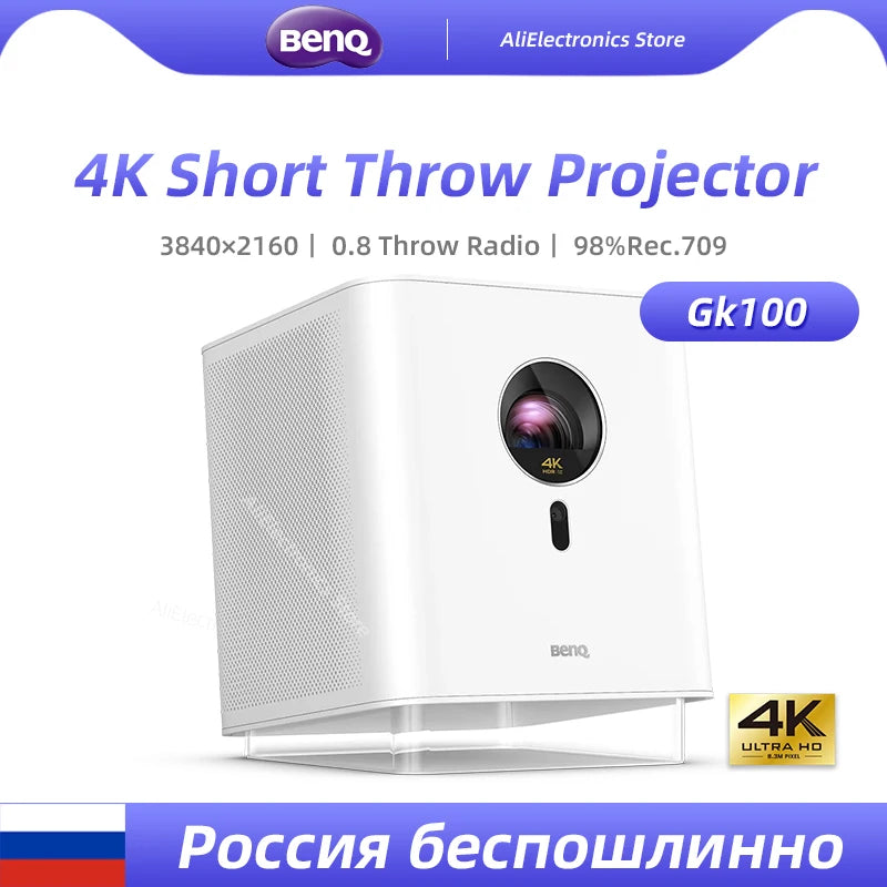 BENQ GK100 4K Short Throw Projector 3840×2160 Video Beamer LED DLP MEMC Rec.709 Home Theater