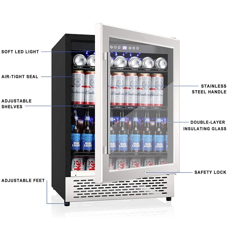 Bacchus 100 Letres High End Wine And Beverage Coolers Single Zone Stainless Steel Wine Cellar Fridge