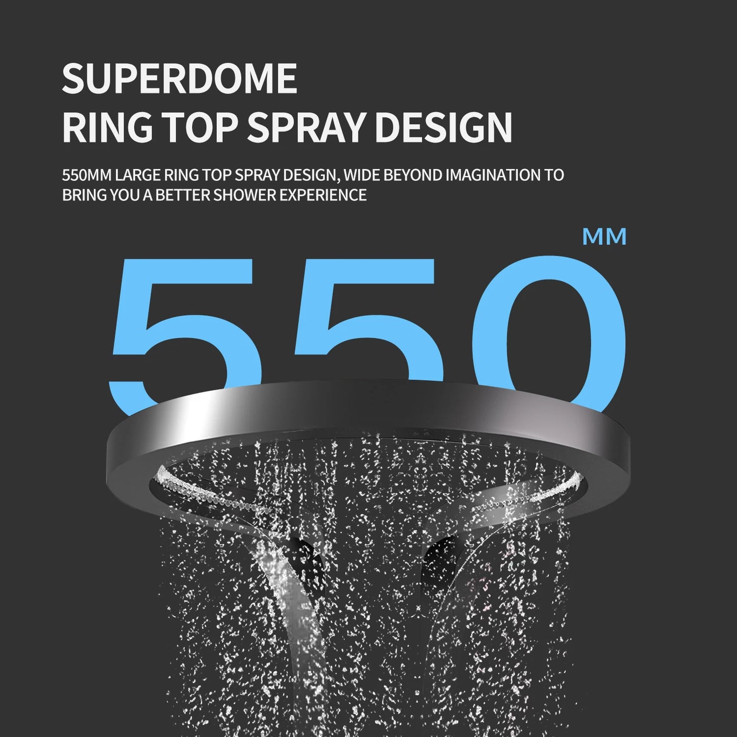 Sprinkler Set Black Multi functional Waterfall Shower Panel Column System Stainless Steel Hot Selling