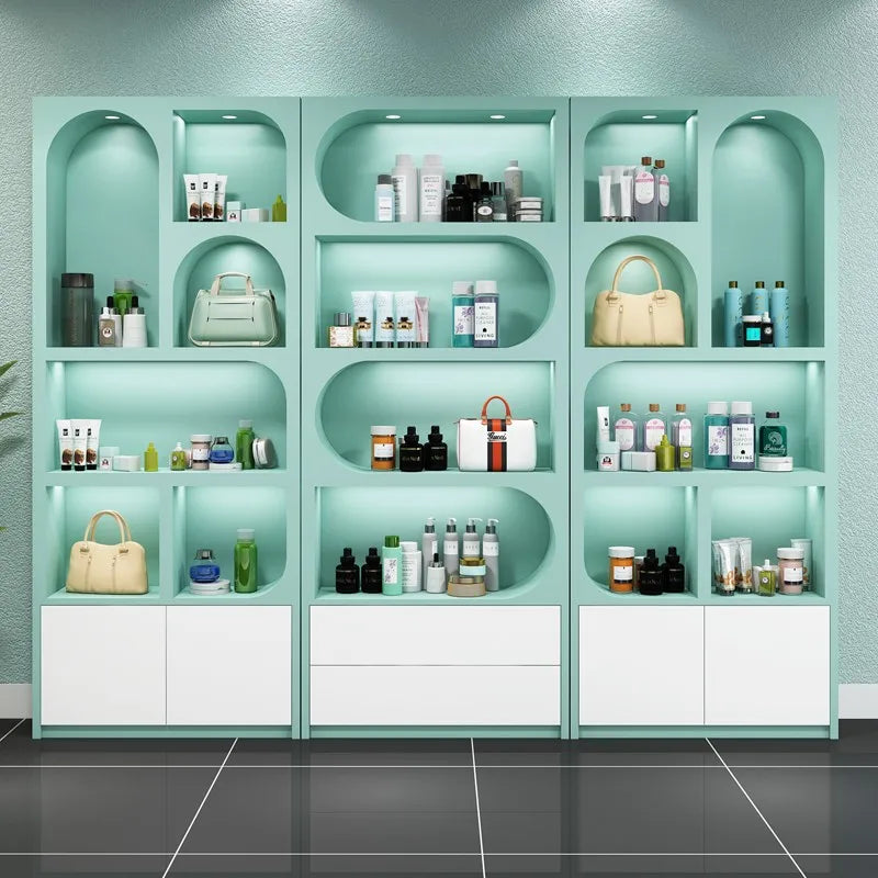 Beauty salon product cabinet, cosmetics display cabinet, baking paint live broadcast room cabinet, shoe bag display cabinet, bar