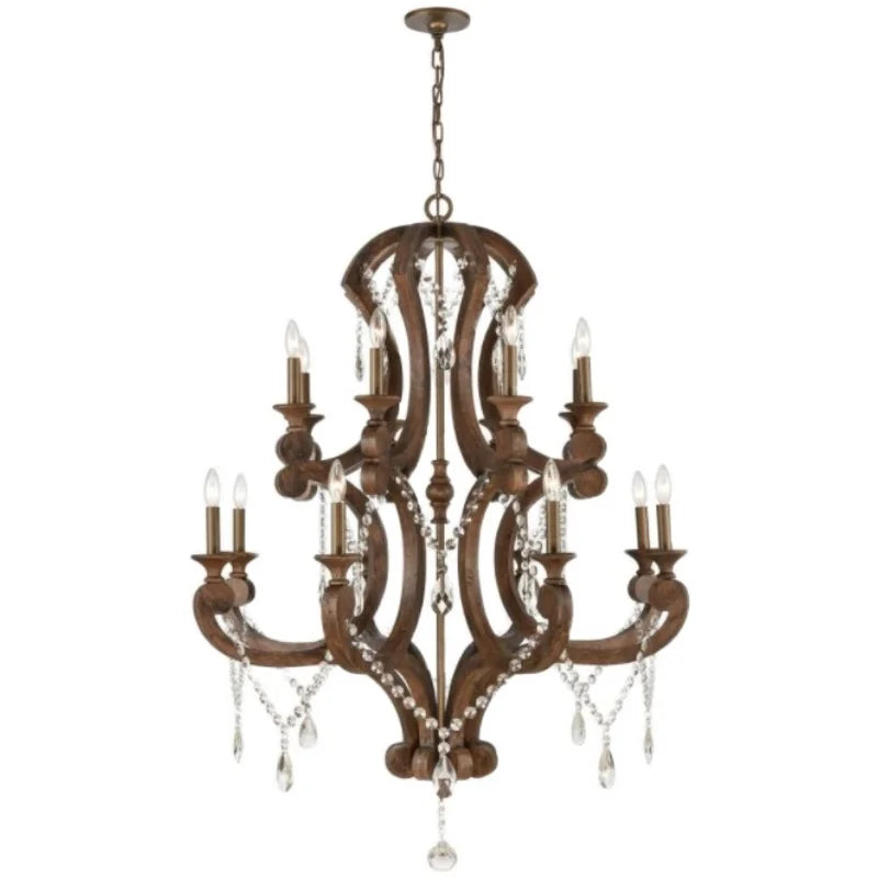 Bed Breakfast Resort Villa  Dining-Room Lamp French Country Design Solid Wood Distressed Cafe Bedroom Chandelier