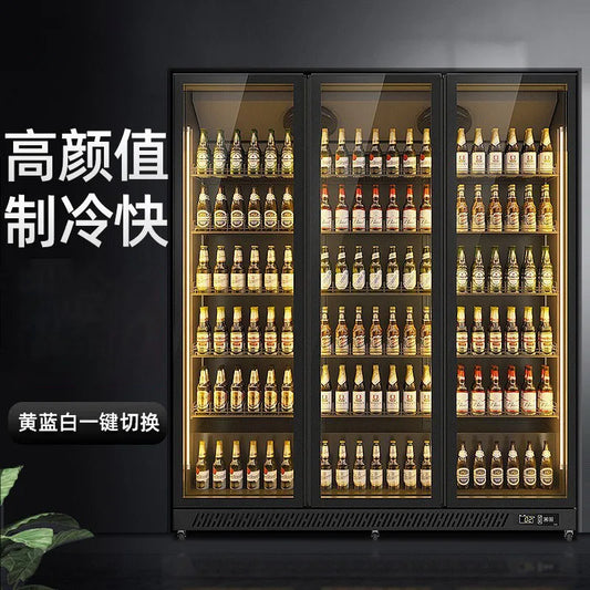 Beer display cabinet drinks online celebrity freezer bar refrigerator supermarket refrigeration fresh-keeping four-door commerci