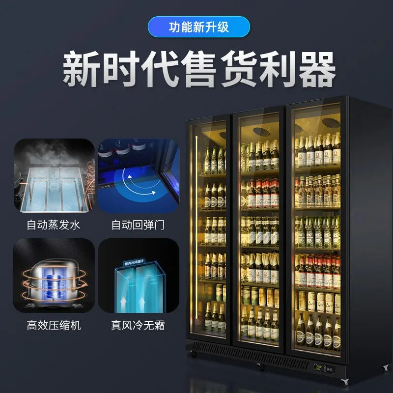 Beer display cabinet drinks online celebrity freezer bar refrigerator supermarket refrigeration fresh-keeping four-door commerci