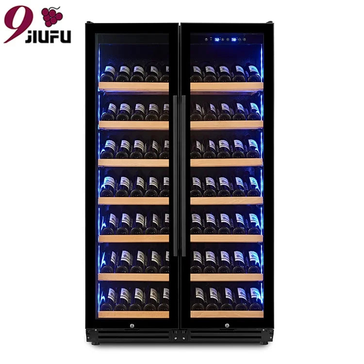 Best Selling French Side By Side Glass Door No-frost Stainless Steel Custom Wine Fridge
