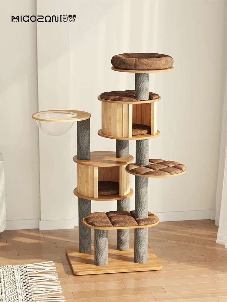 Big cat climbing rack with cat nest cat rack, kitten space capsule cat grabbing rack, universal in all seasons