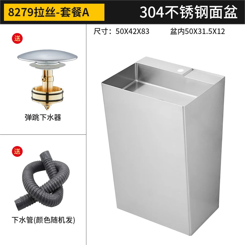 Black 304 stainless steel wash basin Hotel homestay floor-to-ceiling column basin wash basin