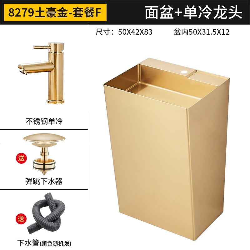 Black 304 stainless steel wash basin Hotel homestay floor-to-ceiling column basin wash basin