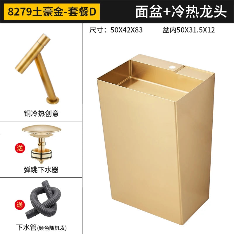 Black 304 stainless steel wash basin Hotel homestay floor-to-ceiling column basin wash basin