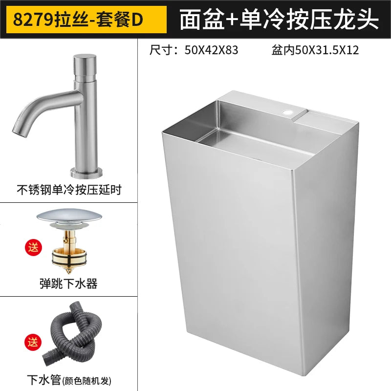 Black 304 stainless steel wash basin Hotel homestay floor-to-ceiling column basin wash basin
