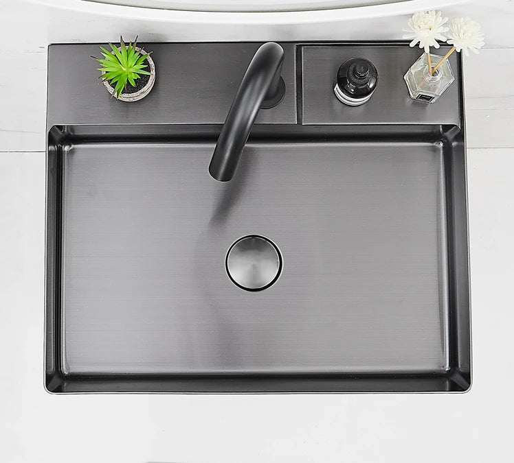 Black 304 stainless steel wash basin Hotel homestay floor-to-ceiling column basin wash basin