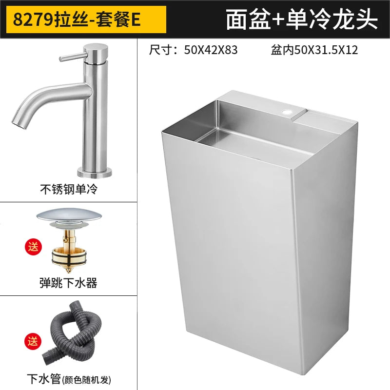 Black 304 stainless steel wash basin Hotel homestay floor-to-ceiling column basin wash basin