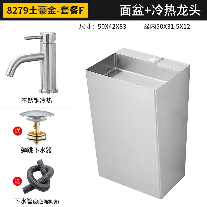 Black 304 stainless steel wash basin Hotel homestay floor-to-ceiling column basin wash basin