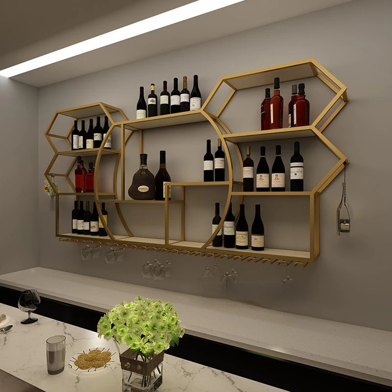 Black Display Wine Racks Storage Metal Modern Beer Liquor Cabinets Home Kitchen Wall Botellero Vino Furnitures Bar Accessories