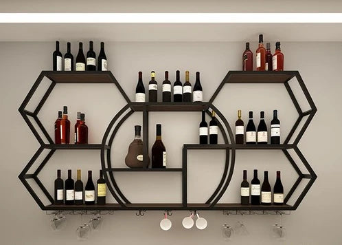 Black Display Wine Racks Storage Metal Modern Beer Liquor Cabinets Home Kitchen Wall Botellero Vino Furnitures Bar Accessories