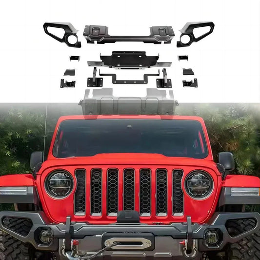 Black Steel Rugged Ridge Venator Front Bumper for 2018+ Jeep Wrangler JL JLU & 2020+ Gladiator JT