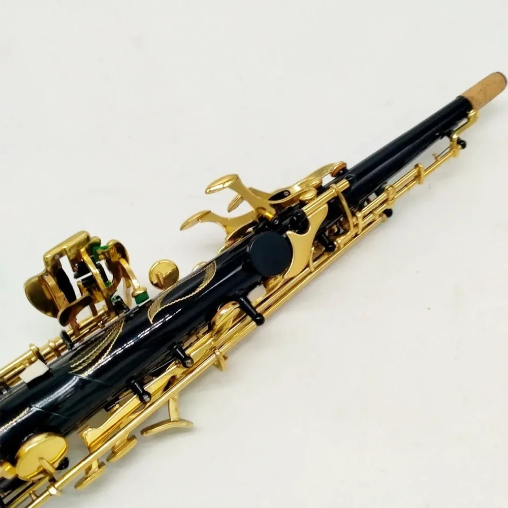 Black gold 82 professional soprano saxophone Bb hand carved one-to-one pattern Japanese craft jazz instrument sax soprano