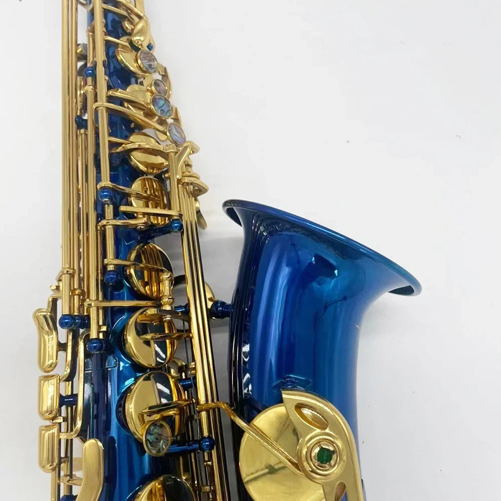 Blue gold key professional Alto saxophone E tone down depth gold-plated engraving professional voice jazz instrument alto sax
