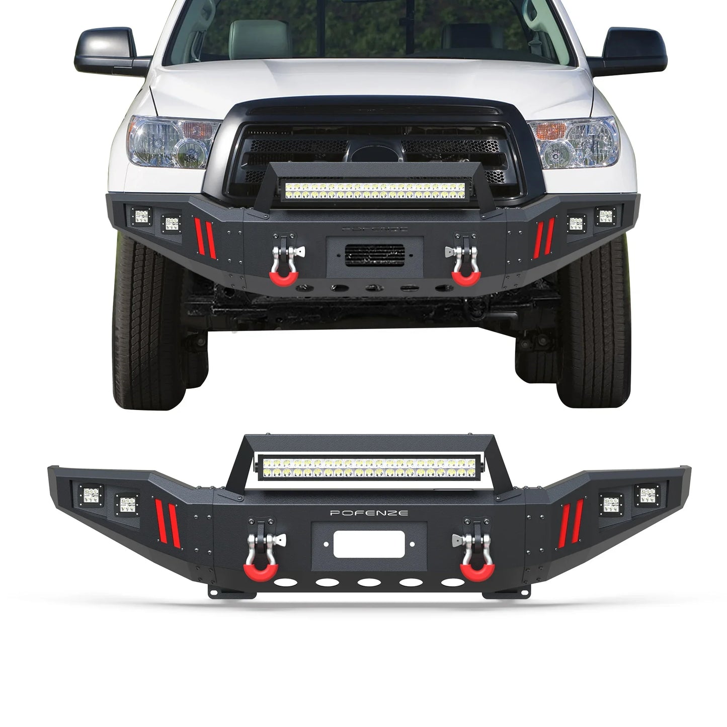 Bumper Bar with Winch Plate for  Tundra 2007-2013 & Sequoia 2008-2021,Textured Black Front Bumper