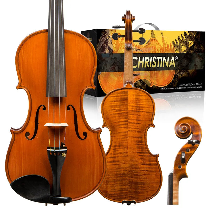 MMOOKA CHRISTINA Violin Professional EU4000A Premium Two-piece Flame Maple Spruce European Workshop Finished Classic Oil-based Varnish