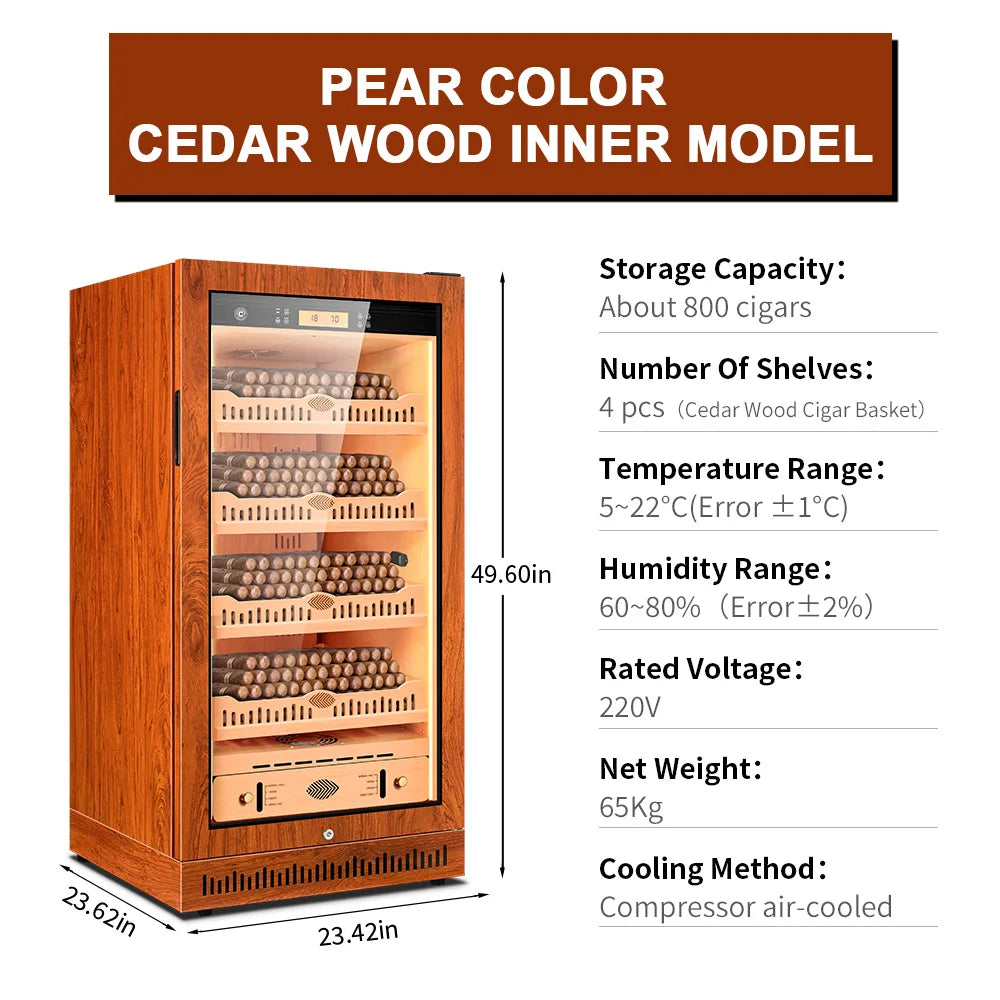 CIGARLOONG Cigar Cabinet Cedar Wood Inner Control Constant Temperature and Humidity Energy Saving Wine Cooler Cigar Humidor 80C1