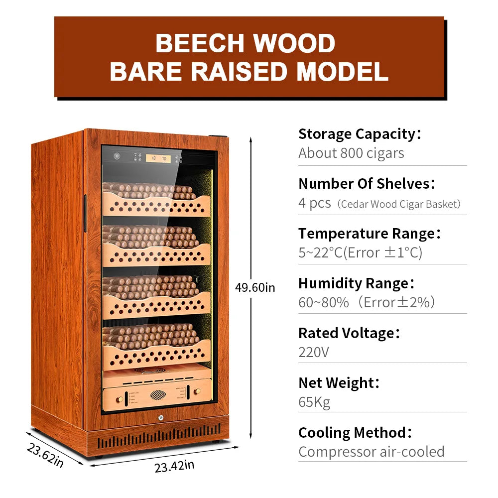 CIGARLOONG Cigar Cabinet Cedar Wood Inner Control Constant Temperature and Humidity Energy Saving Wine Cooler Cigar Humidor 80C1