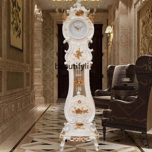 CXH Standing Grandfather Clock European-Style Mute Creative Clocks Classical Artistic Home Clock Idyllic Vertical Bell